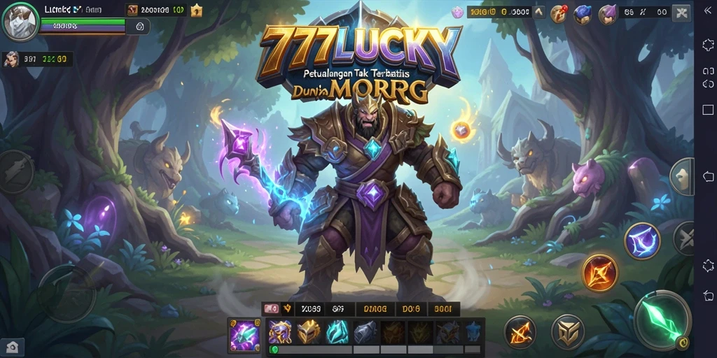 Tangkapan layar menunjukkan pertarungan epik dalam dunia 777LUCKY.