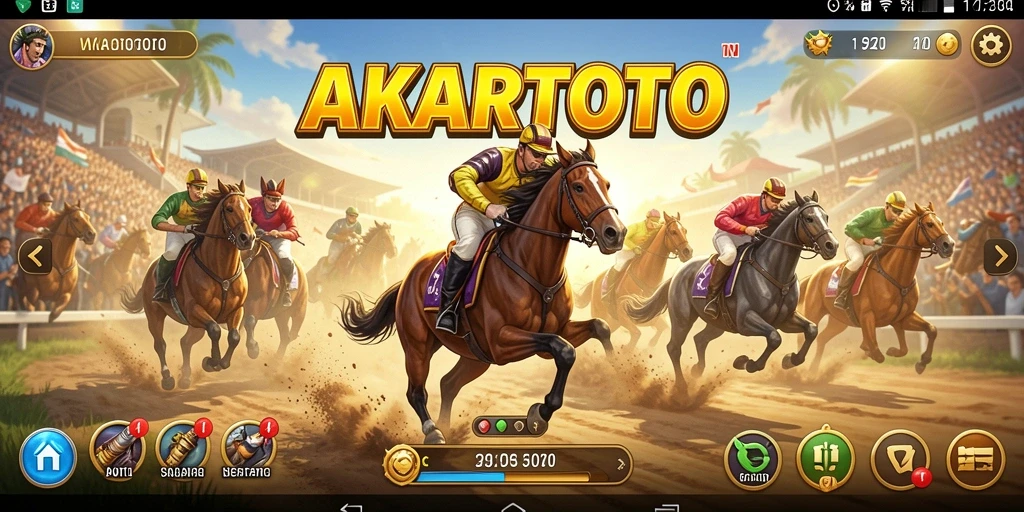 Tampilan seru dari gameplay balapan AKARTOTO yang mendebarkan.