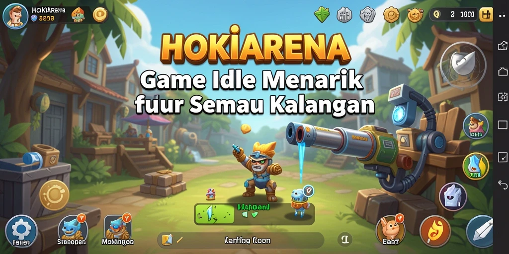 Screenshot gameplay HOKIARENA menampilkan karakter dan arena yang menarik.