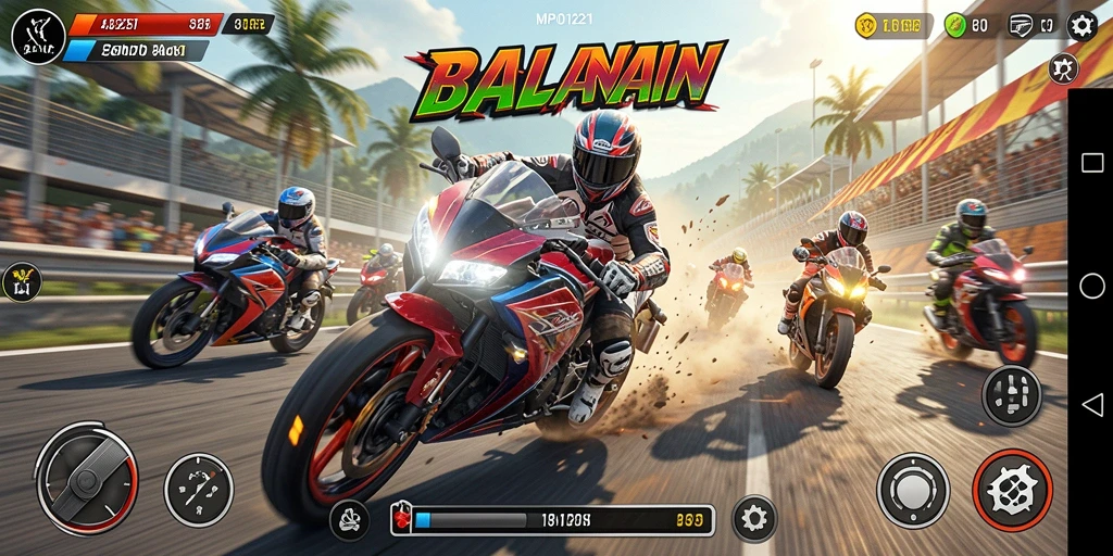 Tampilan gameplay balapan motor yang mendebarkan di MPO1221.