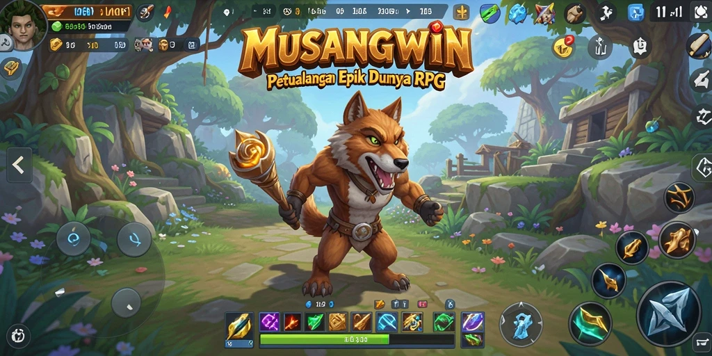 Screenshot gameplay RPG menampilkan aksi seru di MUSANGWIN.