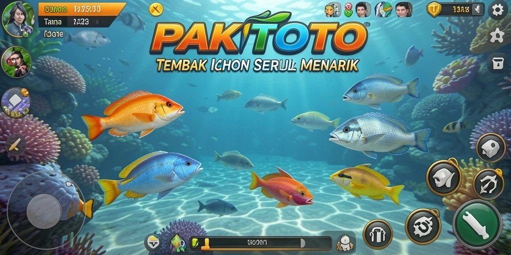 Gameplay seru Tembak Ikan di PAKTOTO dengan ikan berwarna-warni.