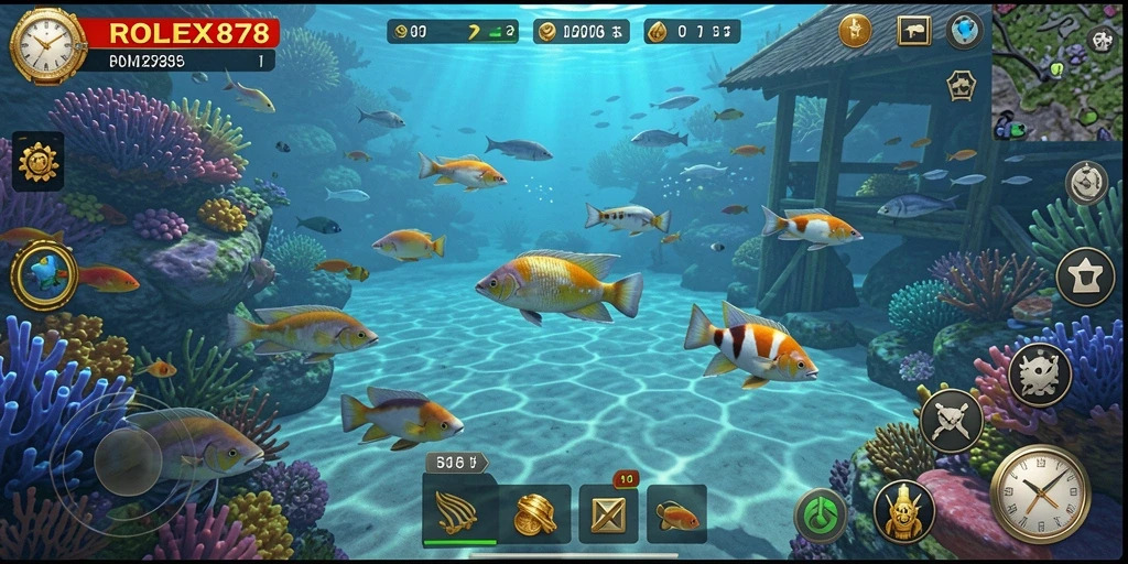 Screenshot gameplay menampilkan aksi seru menembak ikan.