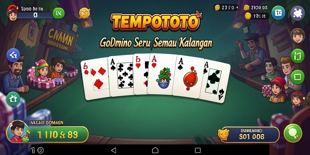 Screenshot gameplay TEMPOTOTO yang menunjukkan suasana bermain Domino.