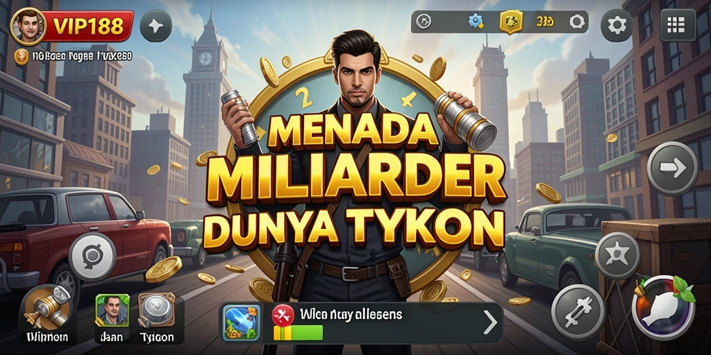 Tangkapan layar gameplay VIP188 menampilkan usaha membangun bisnis Tycoon.