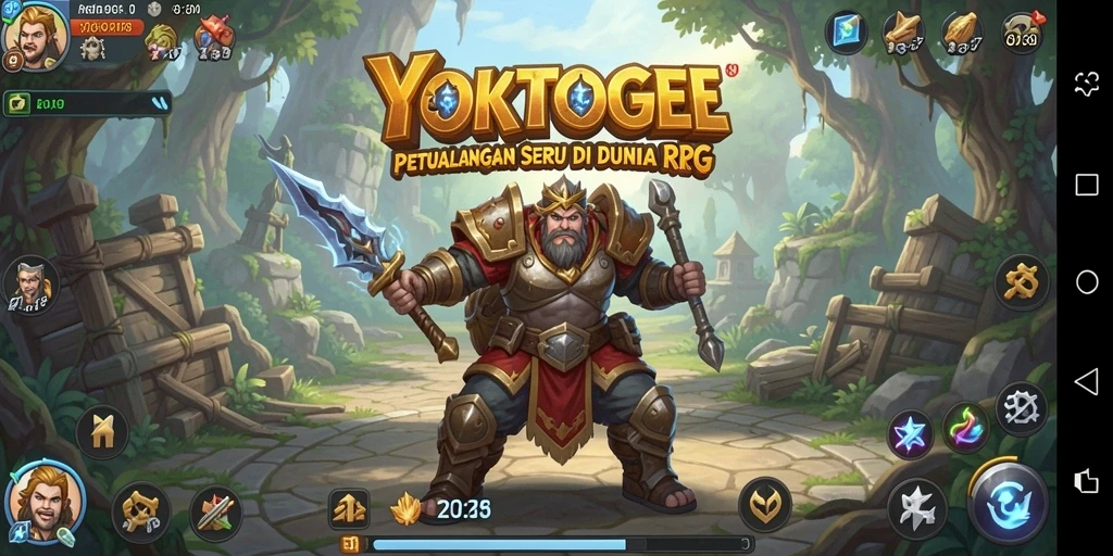 Tampilan gameplay utama YOKTOGEL dengan karakter dan pertarungan RPG.